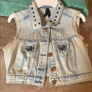 Cropped Jean Studded Vest